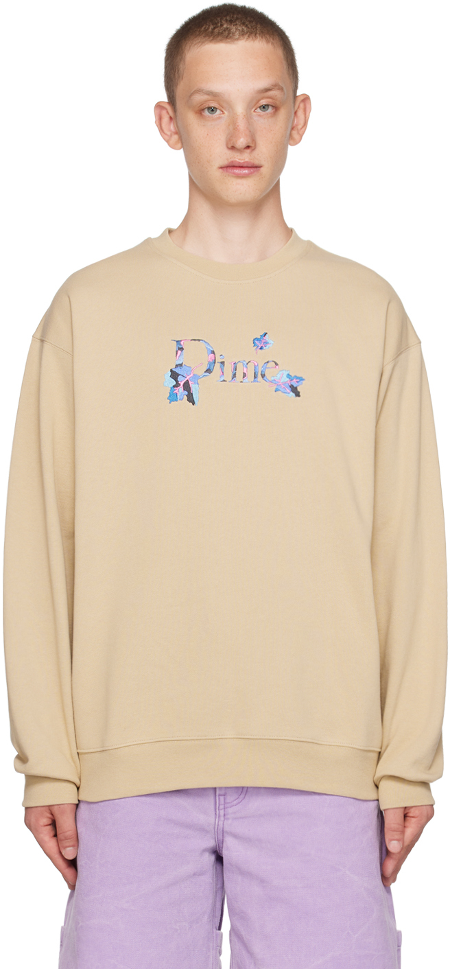 Dime Taupe Leafy Sweatshirt In White