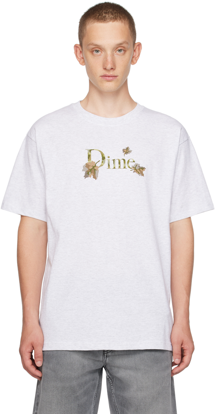 Dime Gray Classic Leafy T-shirt In White