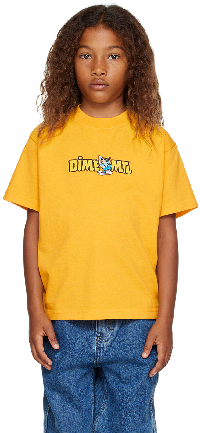 Dime Kids Yellow Crayon T-shirt In Gold