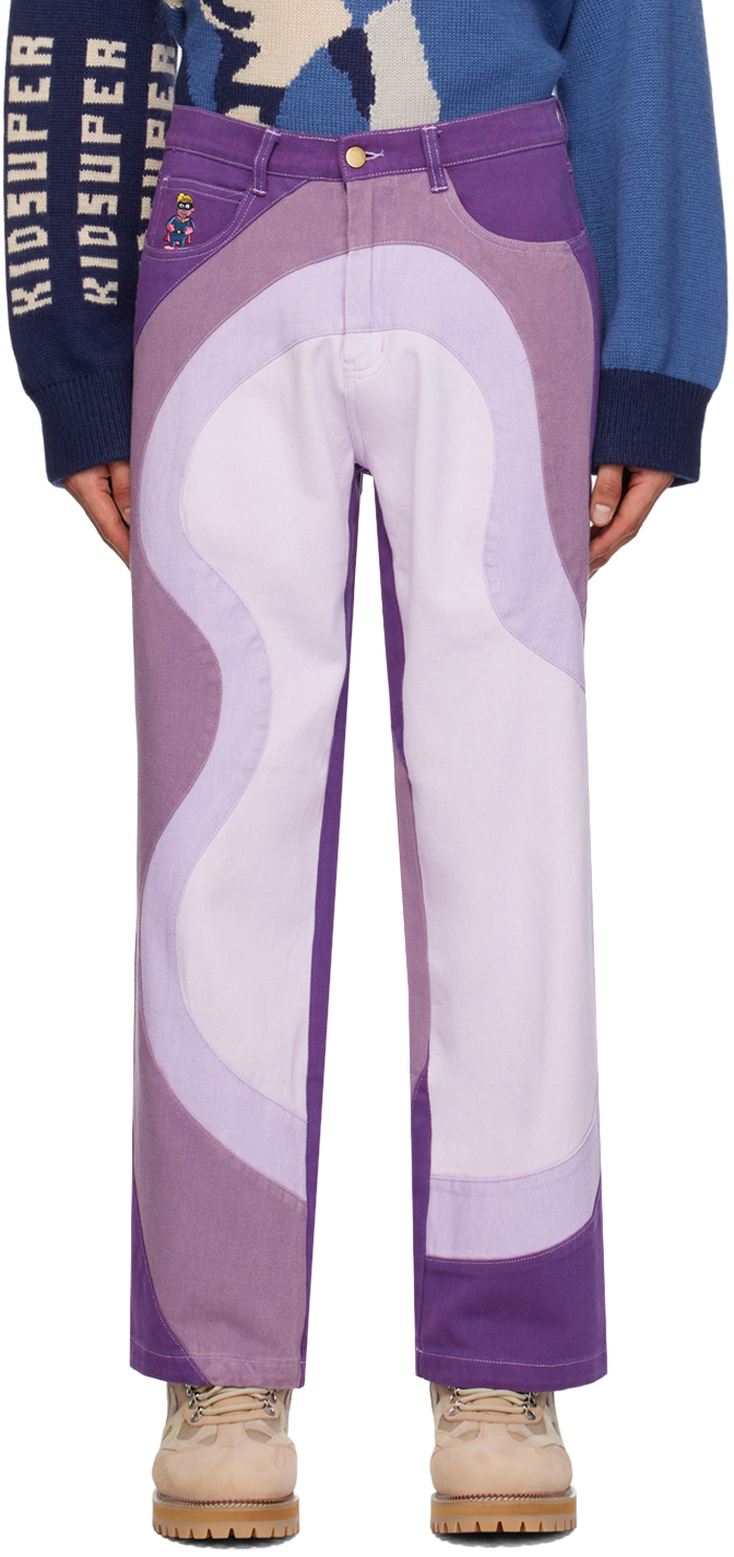 Purple Abstract Wave Trousers