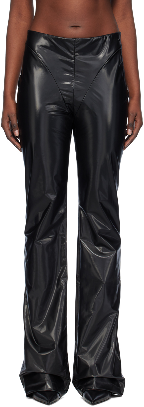 032c Black Laminated Trousers In Shiny Black