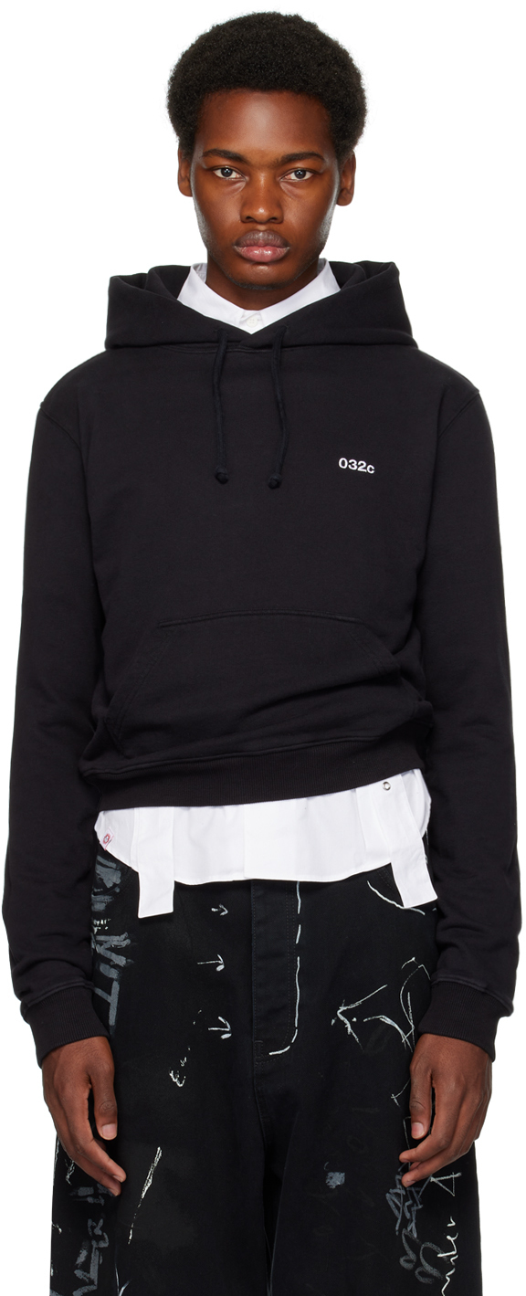 Black Toplayer Fitted Hoodie by 032c on Sale