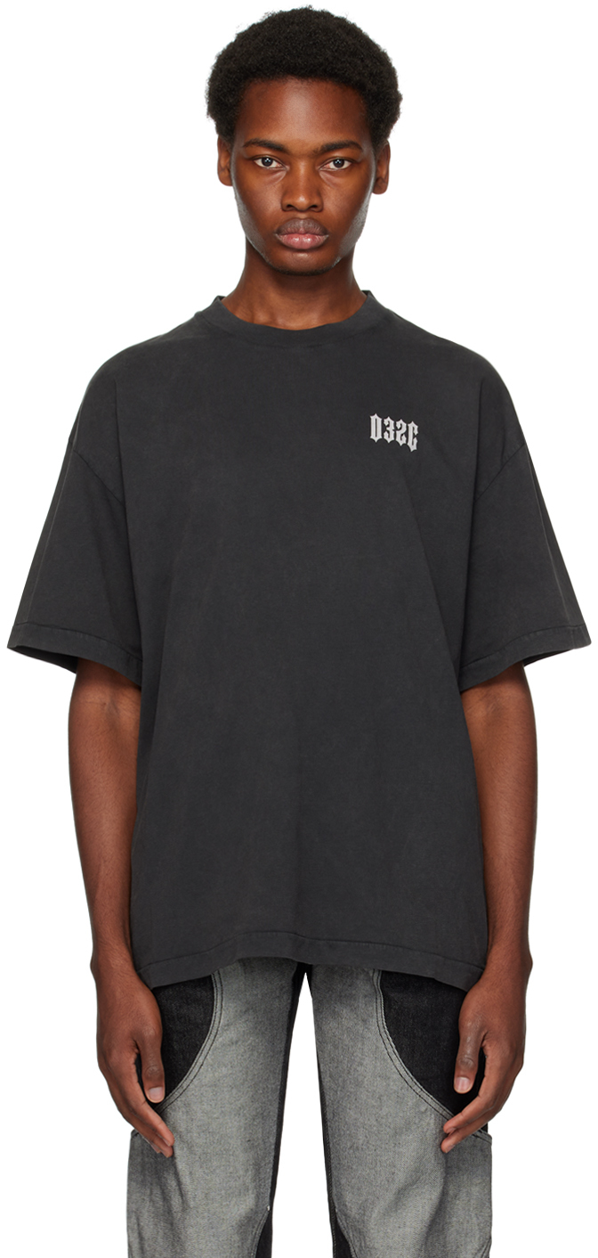 032c: Black Kepler System T-Shirt | SSENSE Canada