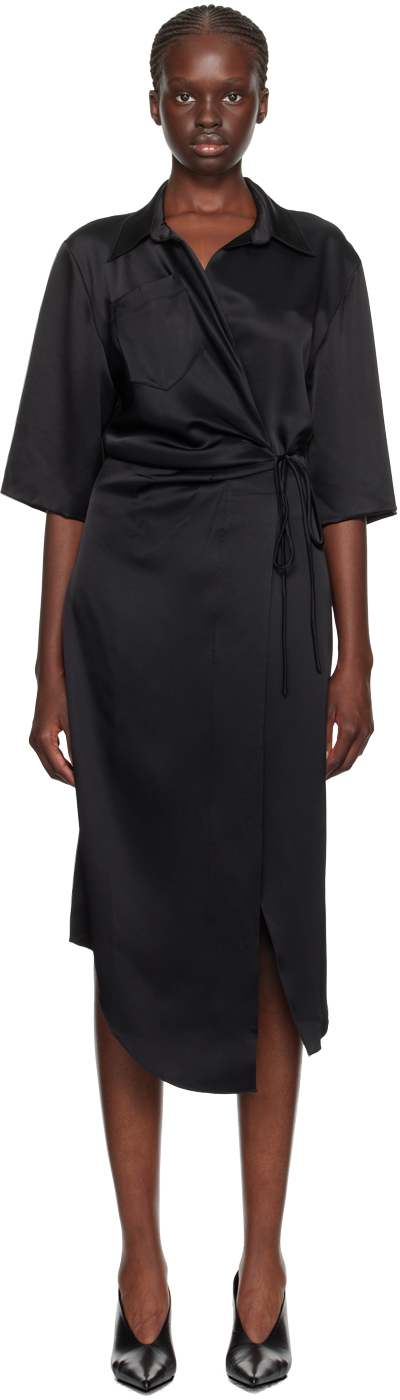 Shop Nanushka Black Lais Midi Dress