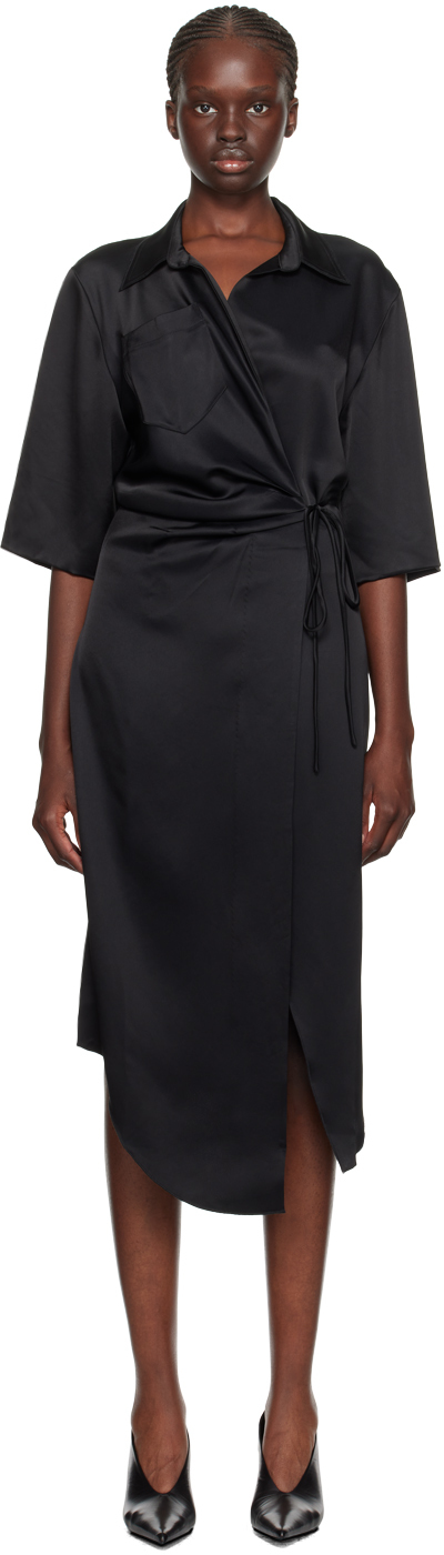 Black Lais Midi Dress by Nanushka on Sale