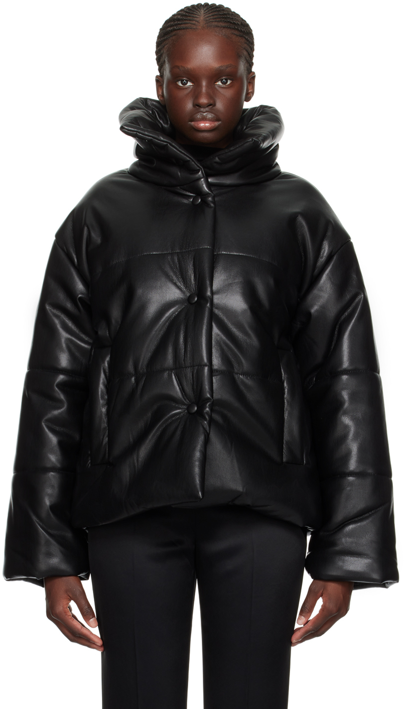 Black Hide Vegan Leather Jacket by Nanushka on Sale