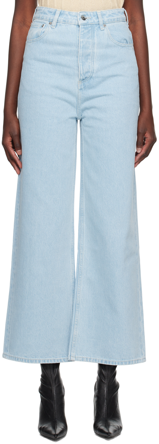 Shop Nanushka Blue Josine Jeans In Sun Bleach