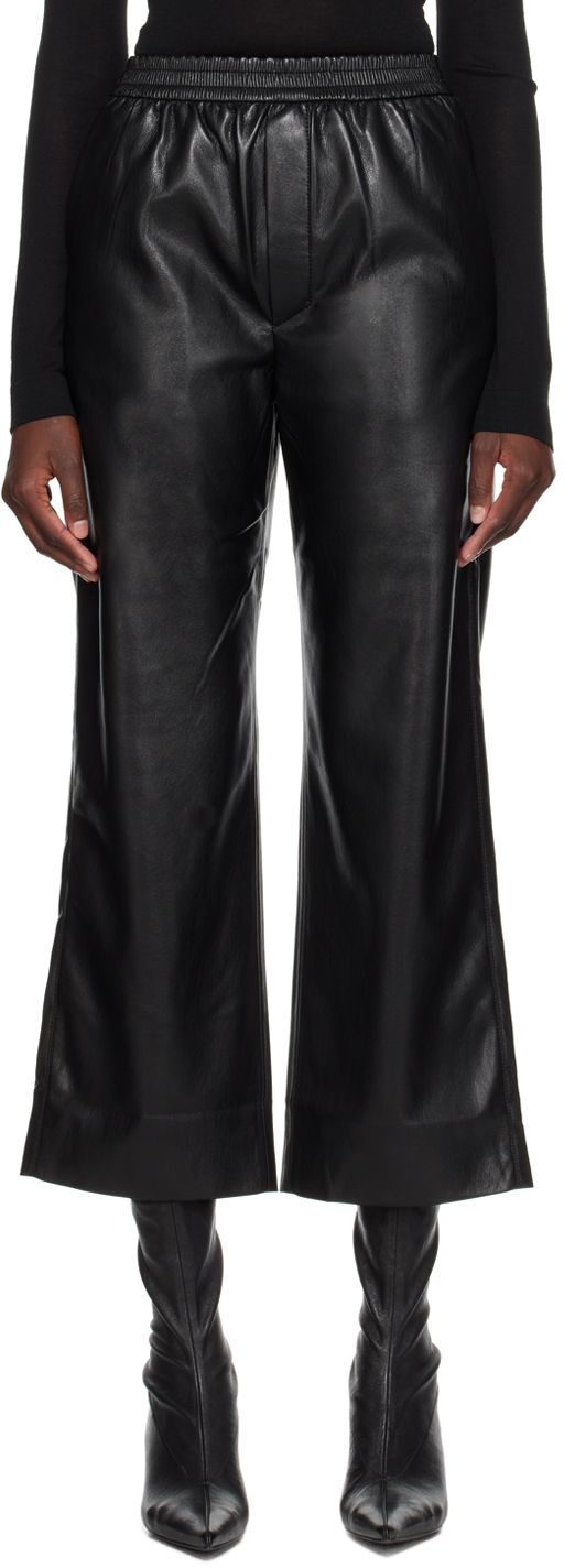 Shop Nanushka Black Odessa Vegan Leather Trousers
