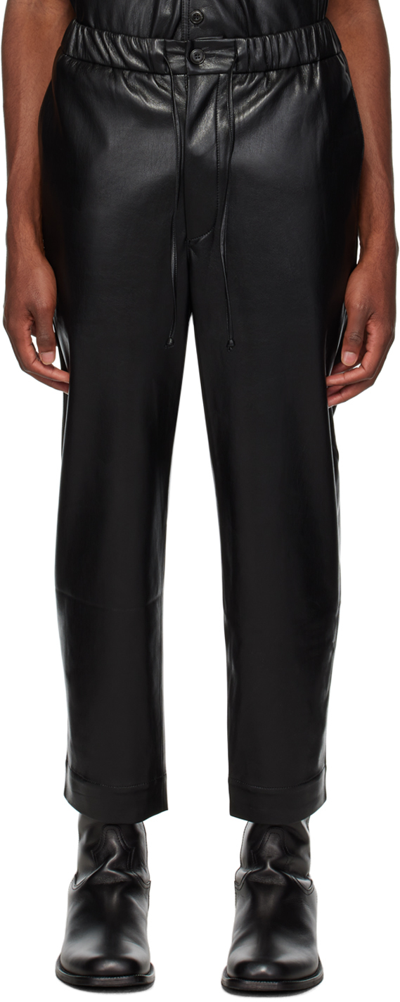 Black Jain Vegan Leather Trousers