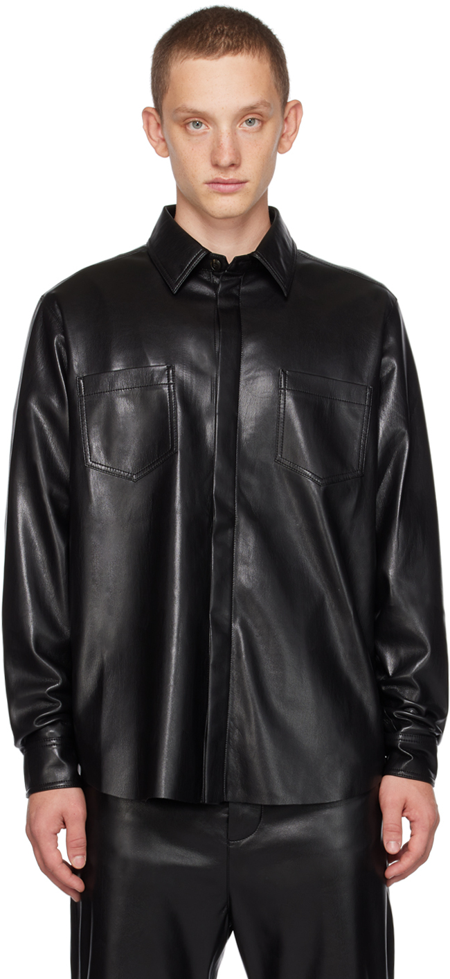 Black Declan Vegan Leather Shirt