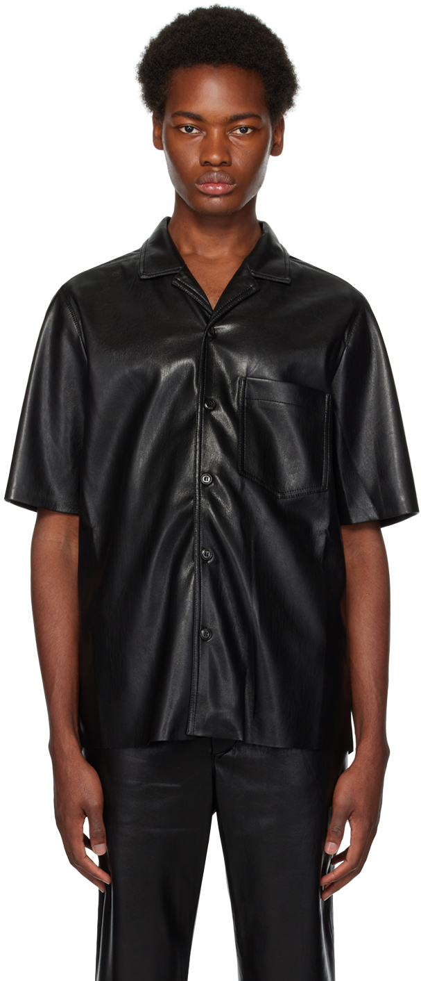 Black Bodil Vegan Leather Shirt