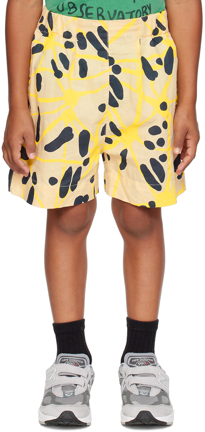 The Animals Observatory Kids Multicolor Monkey Shorts In Ecru