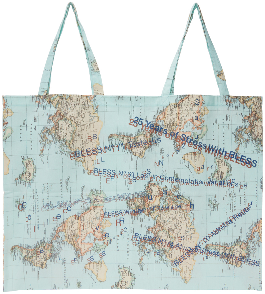 Bless Ssense Exclusive Blue Packaging System Tote In Blue Map