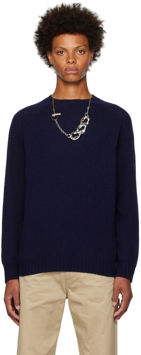 Navy Pearlpad Sweater by Bless on Sale