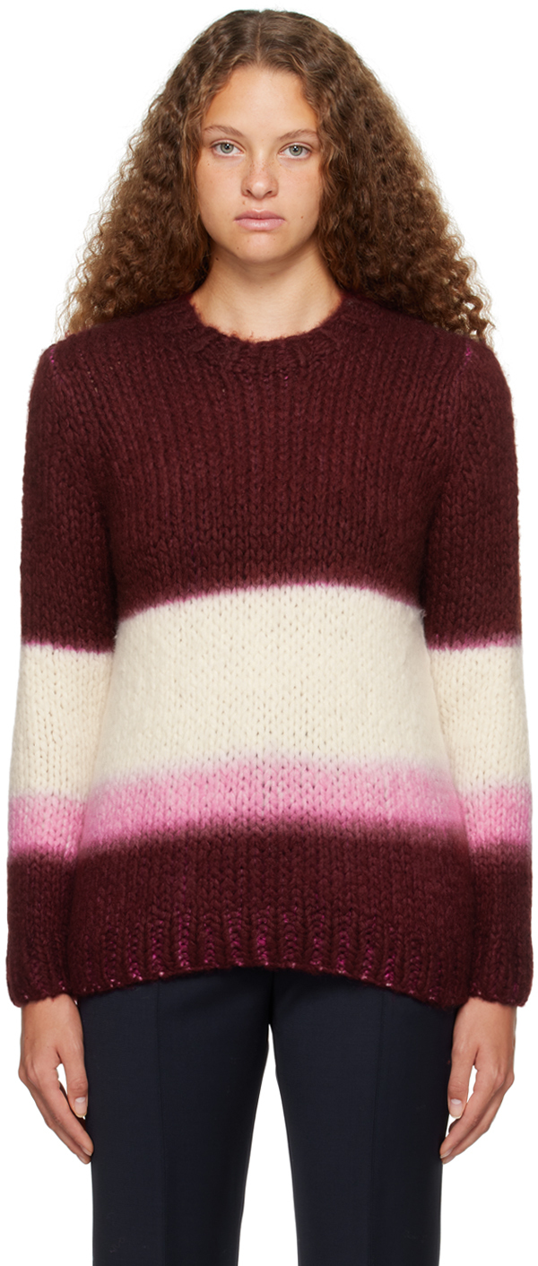 Gabriela Hearst Burgundy Lawrence Sweater In Ivory/blush/bordeaux
