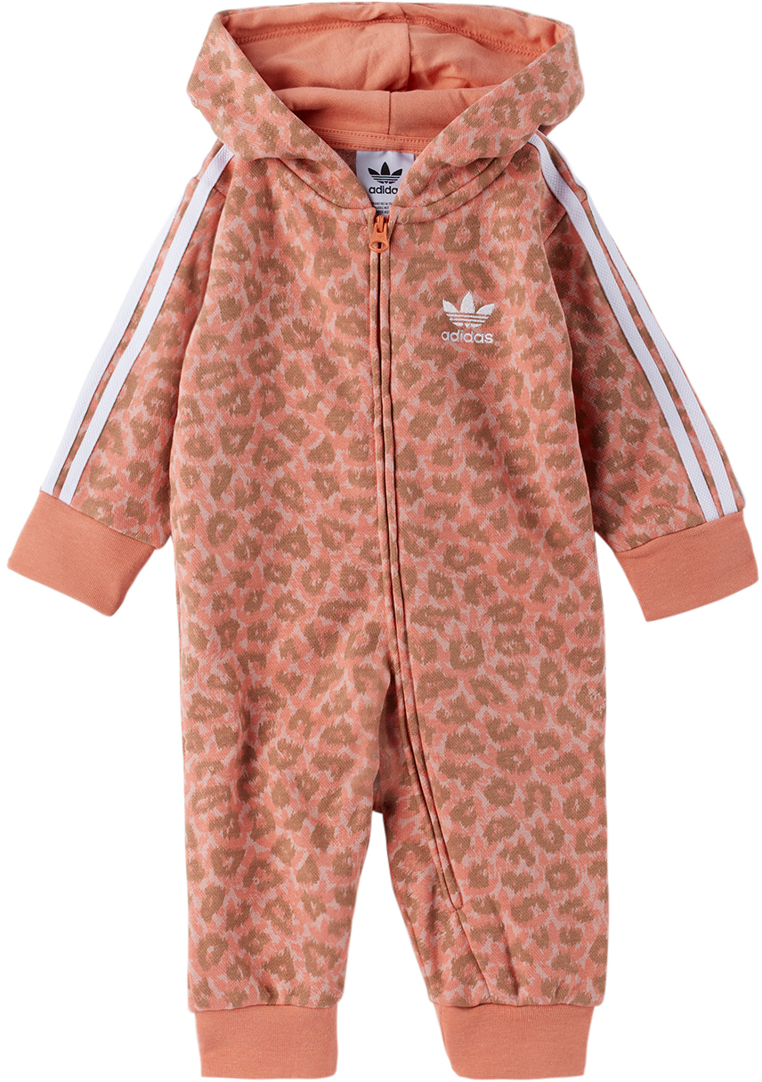 Adidas Originals Baby Pink Animal Allover Bodysuit In Wonder Mauve / Multi