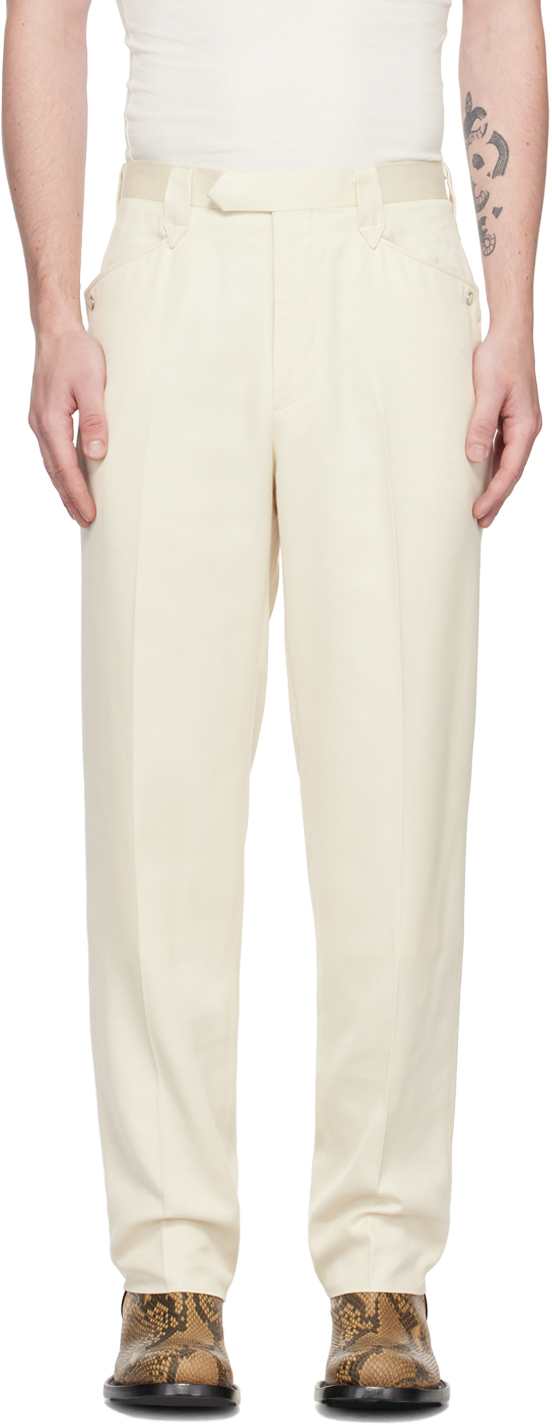 The Letters Off-white Western Trousers In Ecru
