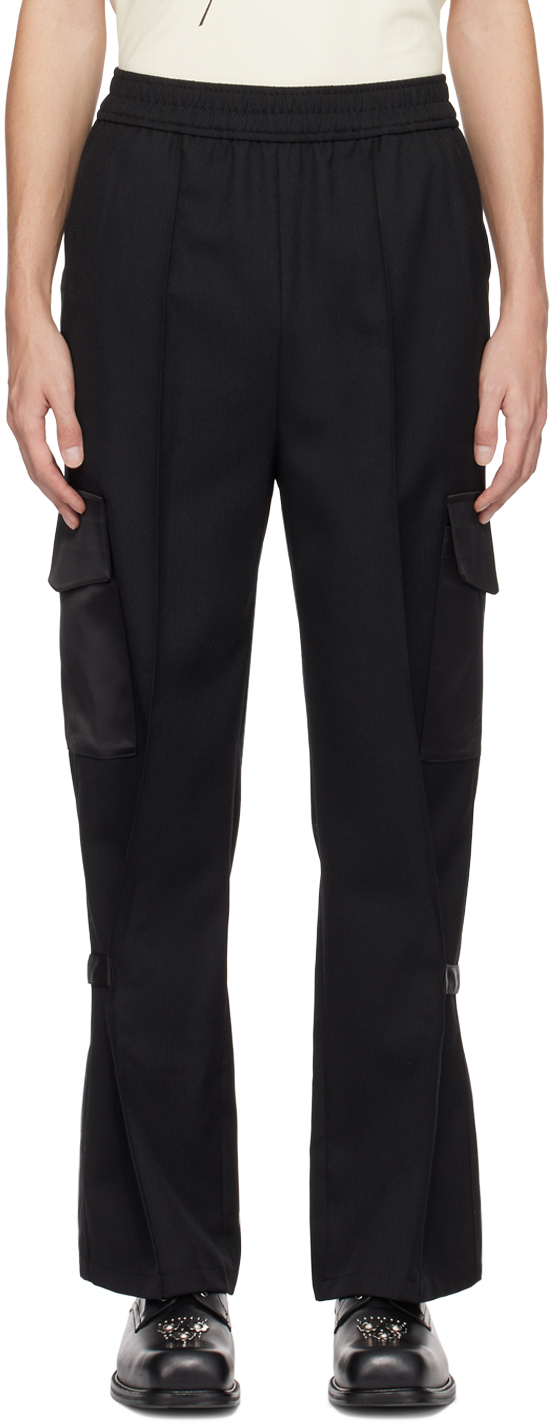 The World Is Your Oyster Black Cinched Cargo Trousers