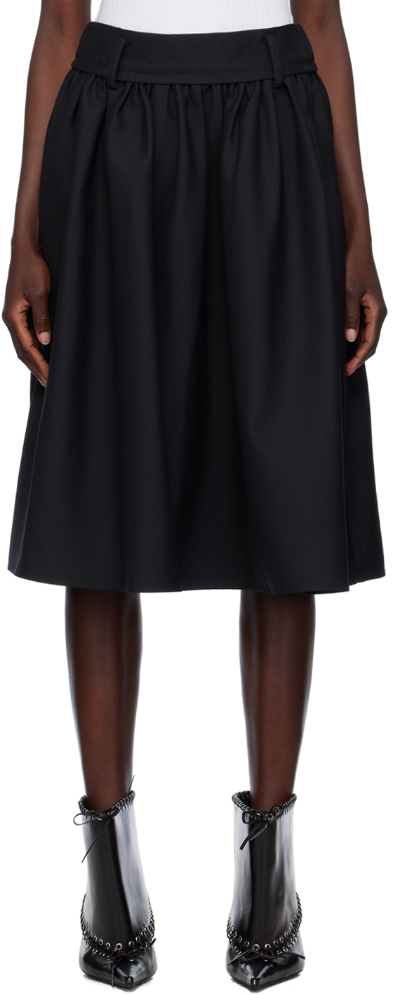 Black Puffy Midi Skirt
