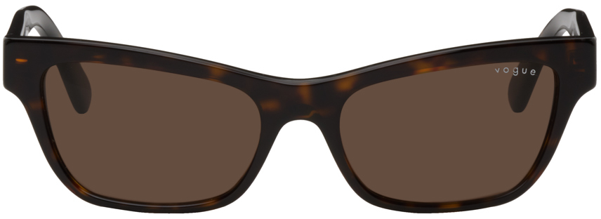 Vogue Eyewear Tortoiseshell Hailey Bieber Edition Rectangular Sunglasses In W65673 Dark Havana