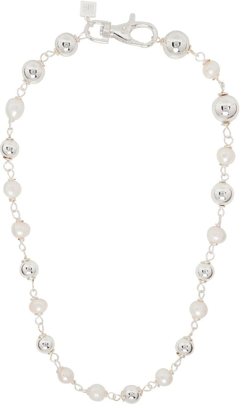 Pearl Octopuss.y Silver Pearl Sphere Necklace In Silver/pearl