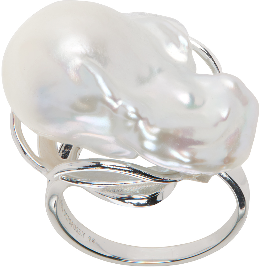 Pearl Octopuss.y White & Silver Paris Baroque Ring In Pearl/silver