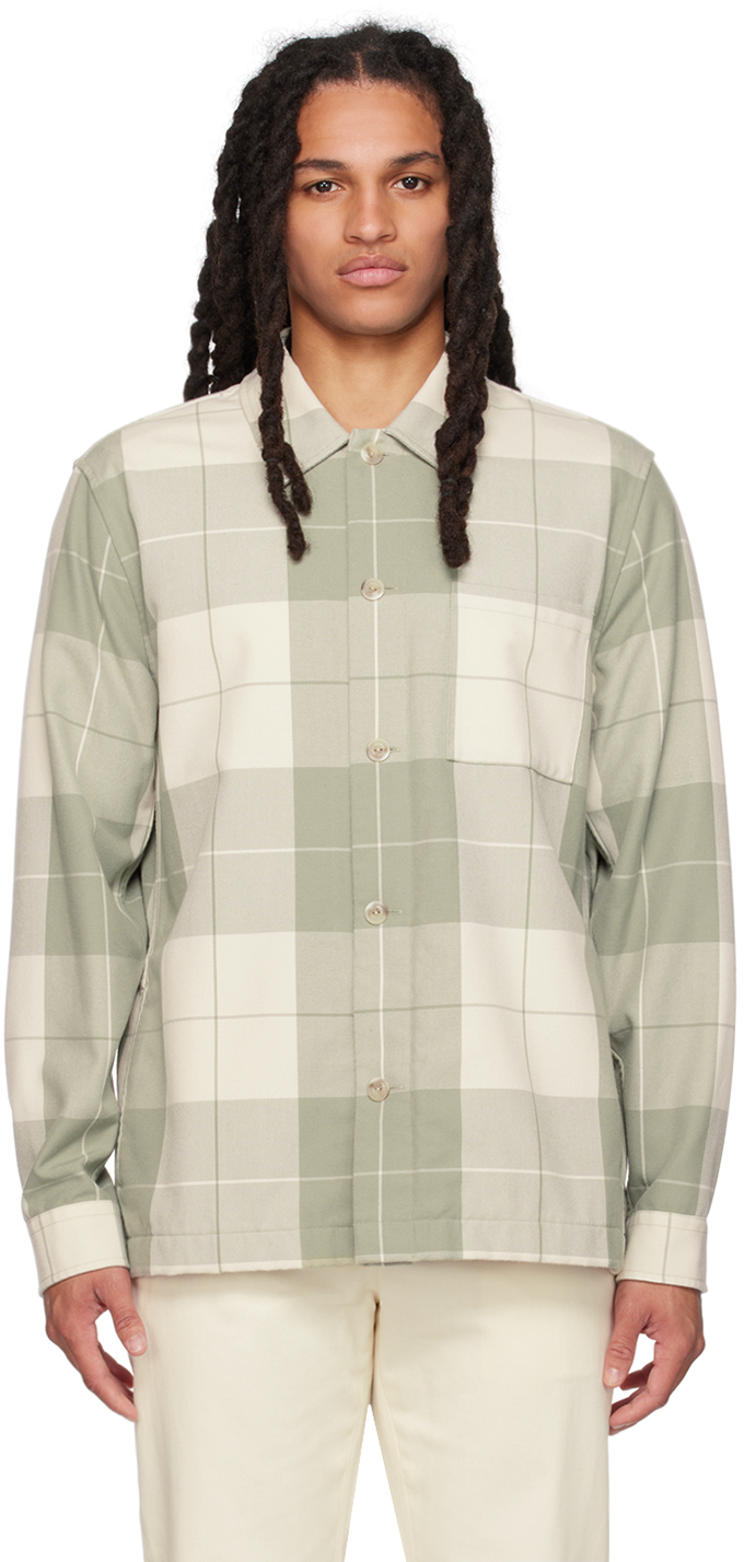 Vince Green & Off-white Check Shirt In Pale Thyme-371pti