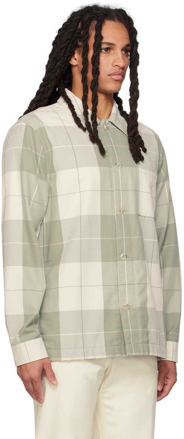 Vince Green & Off-white Check Shirt In Pale Thyme-371pti
