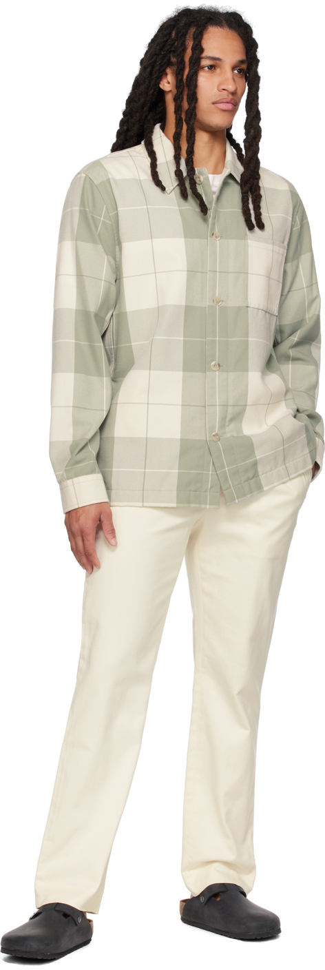 Vince Green & Off-white Check Shirt In Pale Thyme-371pti