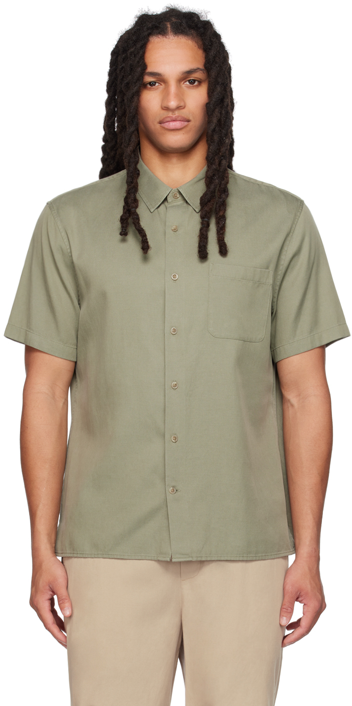 Shop Vince Khaki Vacation Shirt In Sage-316sag