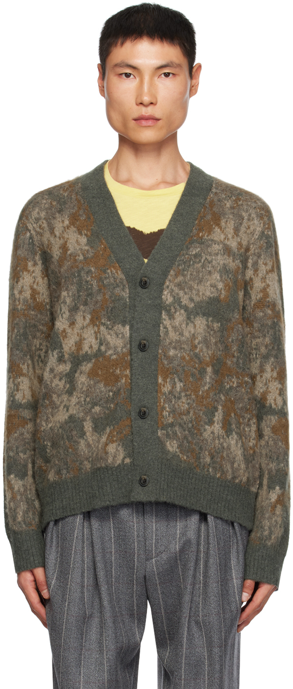 Brown Abstract Floral Cardigan