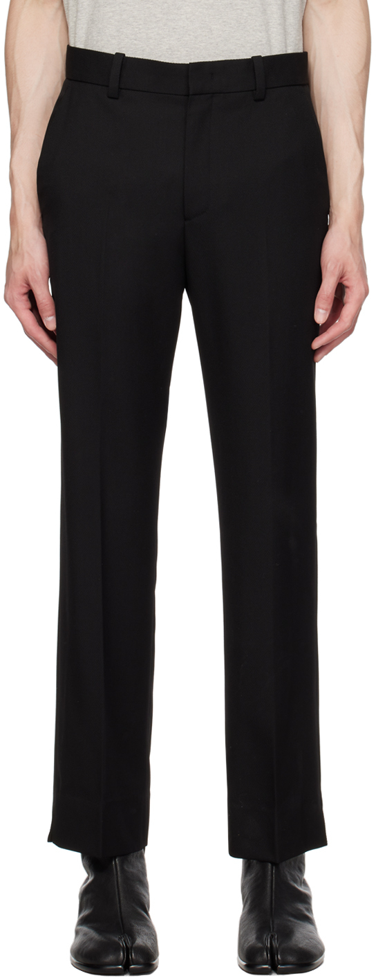 Black Slit Trousers by Solid Homme on Sale