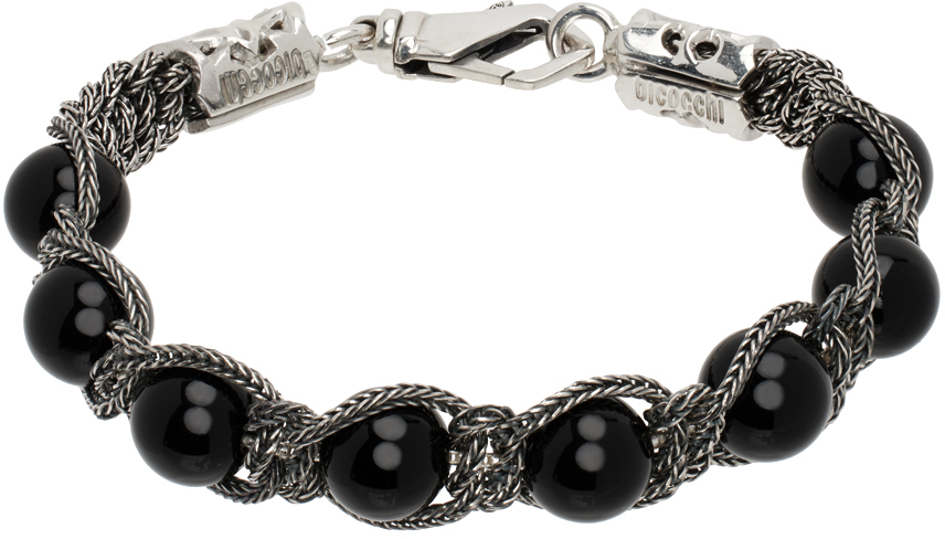 Silver & Black Shamballa Bracelet