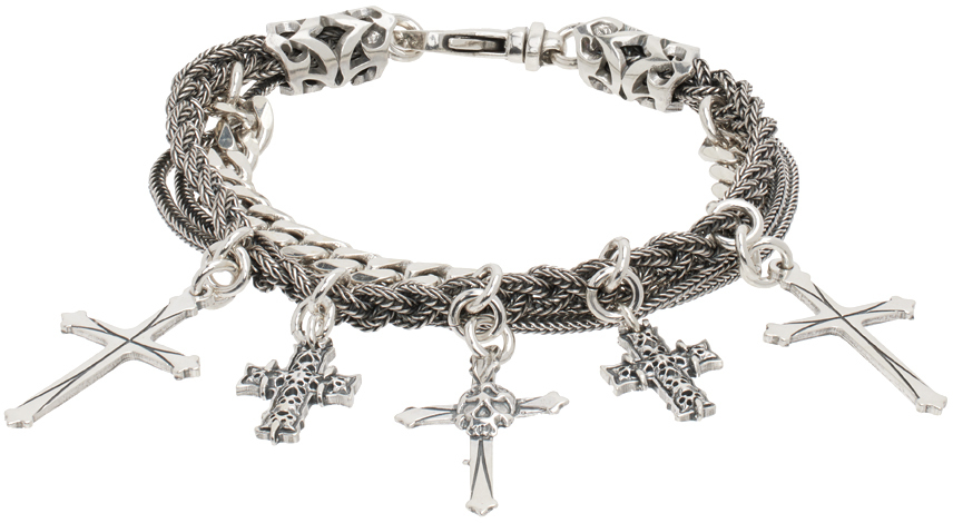Emanuele Bicocchi Silver Cross Charm Bracelet