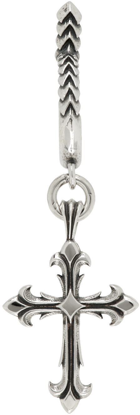 Silver Fleury Cross Single Earring