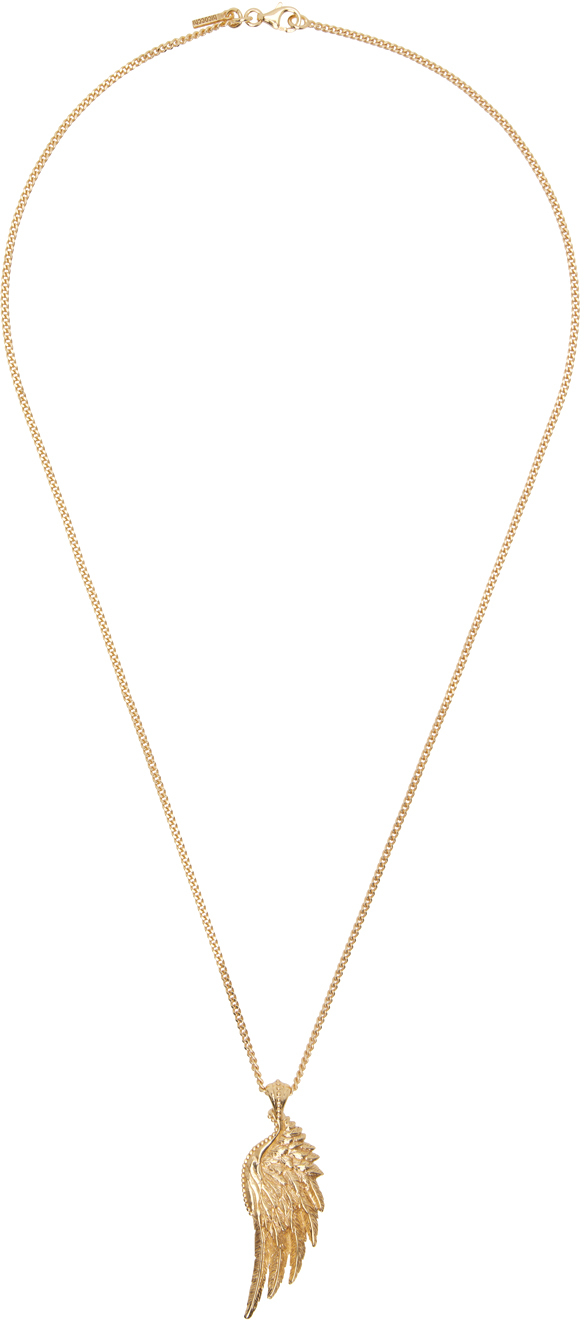 Emanuele Bicocchi Gold Wing Pendant Necklace In Gold