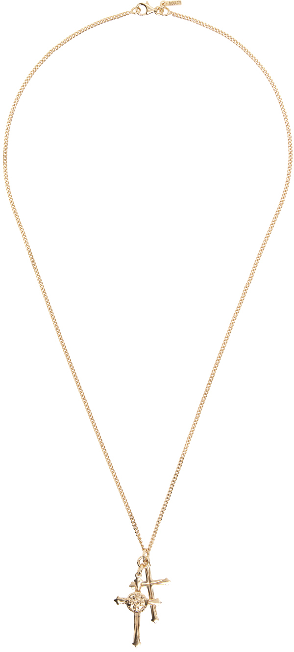 Gold Double Cross Necklace