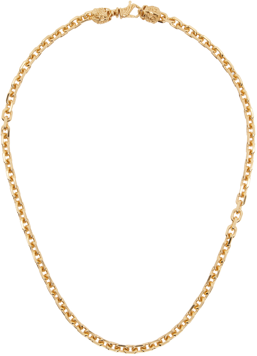Emanuele Bicocchi Gold Chain Link Skulls Necklace