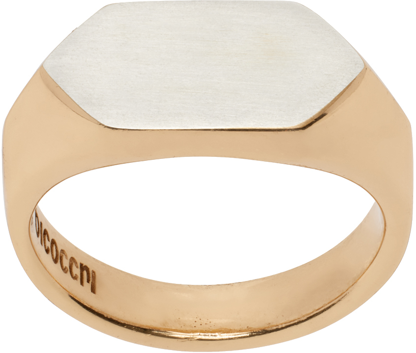 Gold Scratched Signet Ring