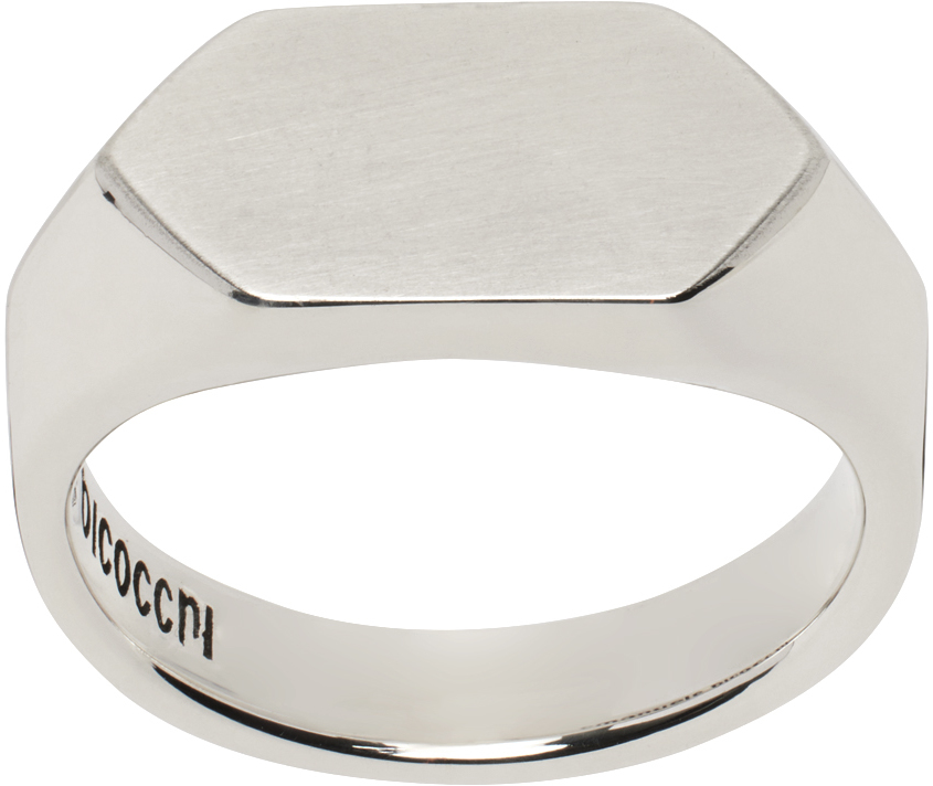 Shop Emanuele Bicocchi Silver Signet Ring In Sterling Silver