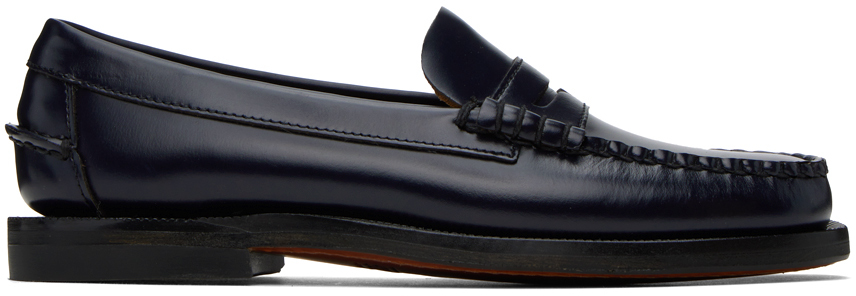 Shop Sebago Black Classic Dan Loafers In 908 Blue Navy