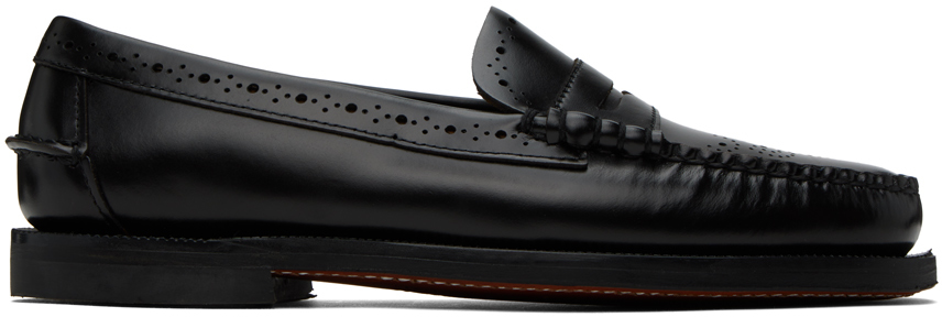 Sebago Dan Perforated Leather Penny Loafers In Black