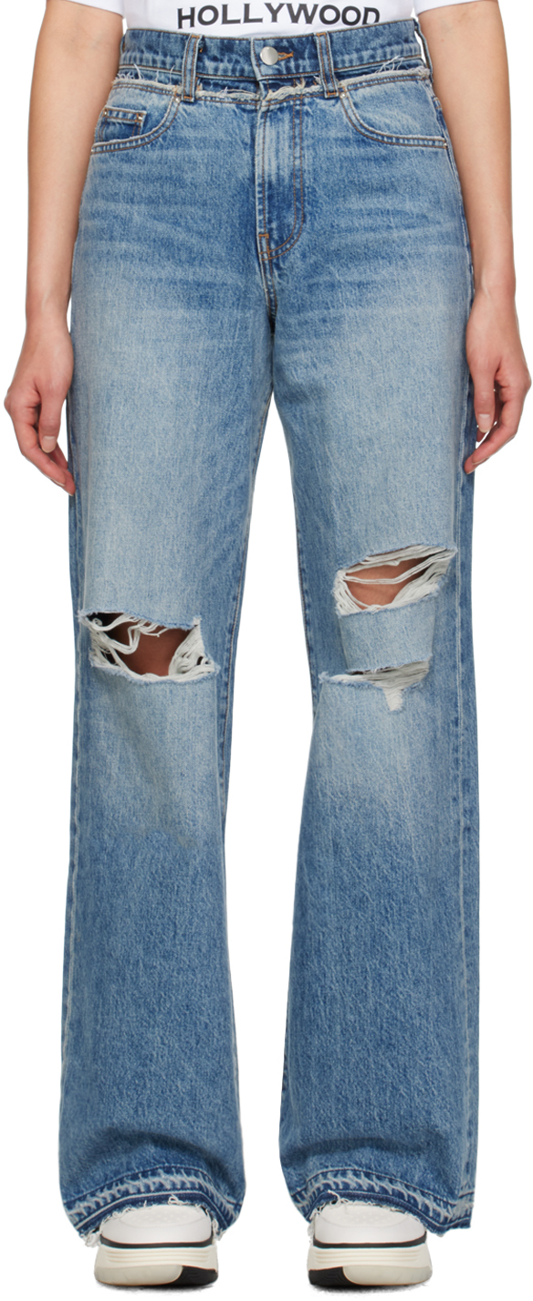 AMIRI: Indigo Double Waistband Jeans | SSENSE