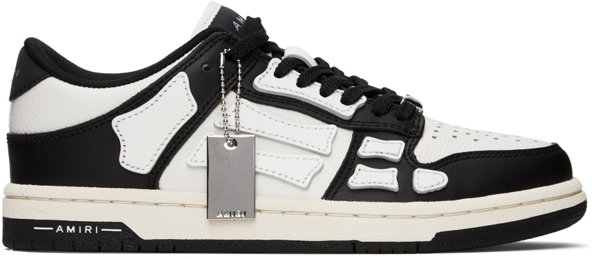 Amiri Skel Top Leather Sneakers In White/black