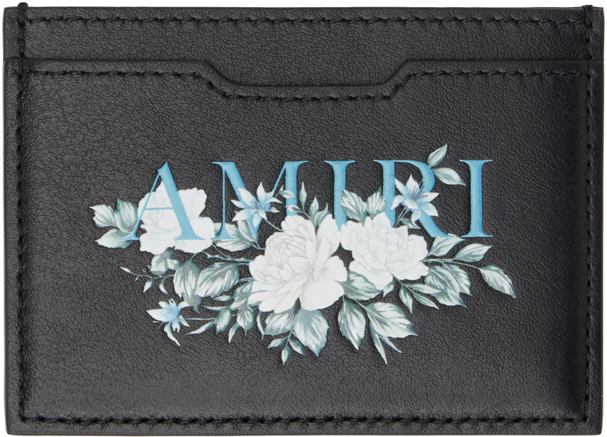 AMIRI BLACK FLORAL CARD HOLDER