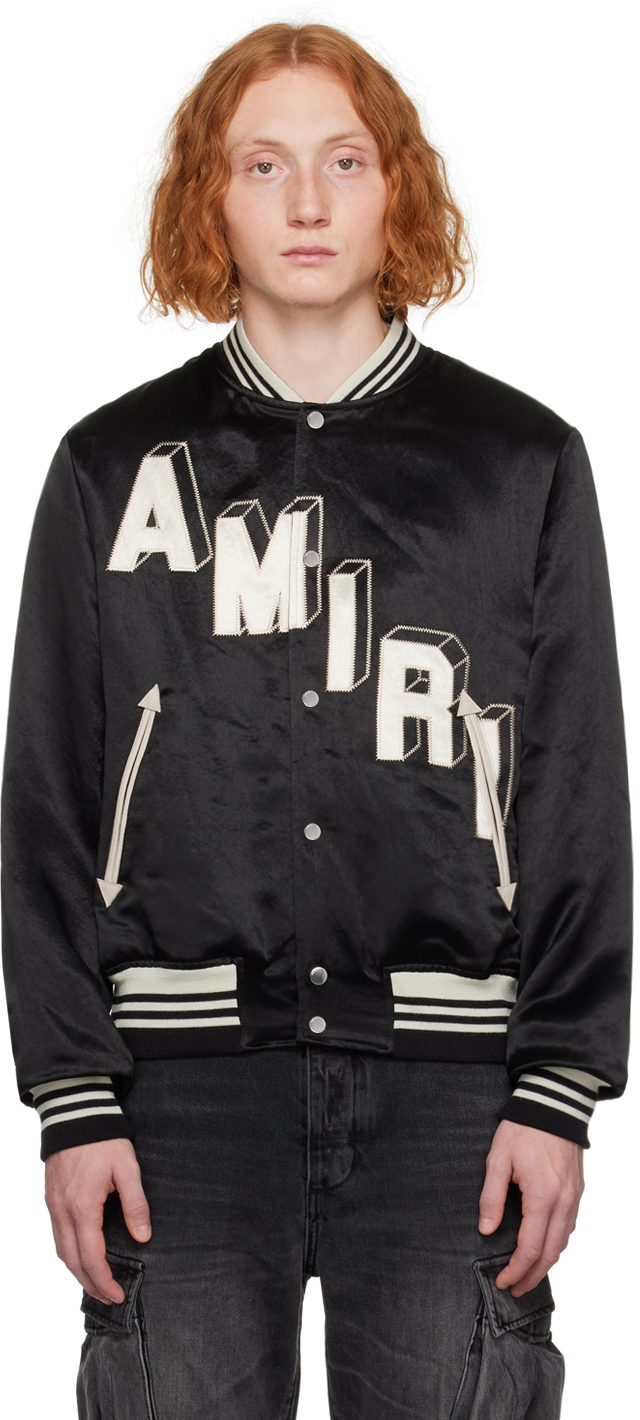 Black Appliqué Bomber Jacket by AMIRI on Sale