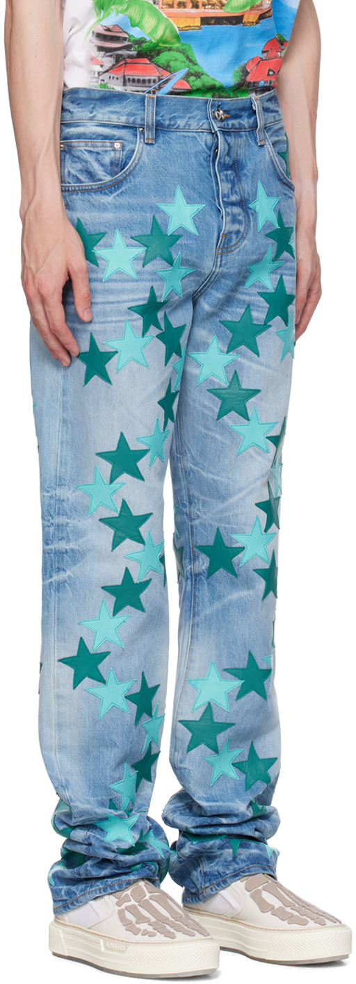 Amiri Blue Chemist Edition Star Jeans In Faded Indigo