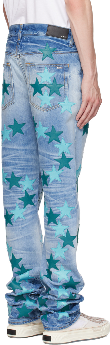 Amiri Blue Chemist Edition Star Jeans In Faded Indigo