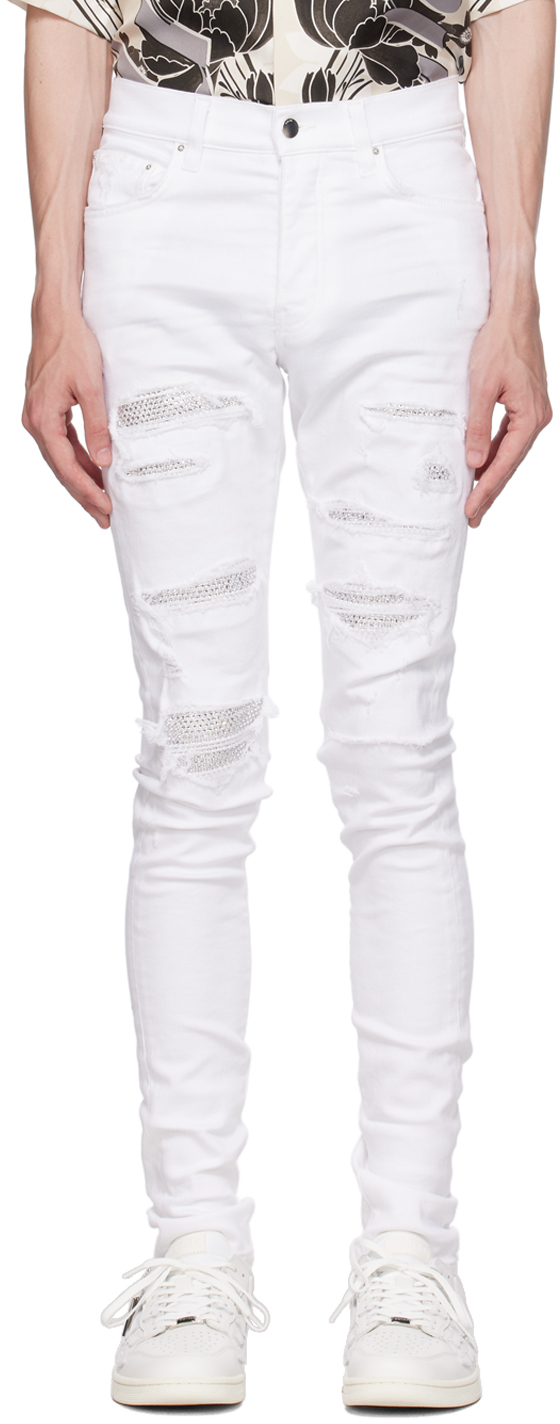 Amiri White Crystal Jeans