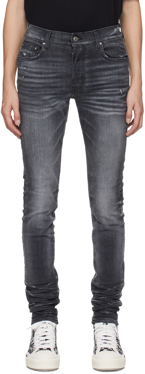 Amiri Gray Stack Jeans In Storm Grey
